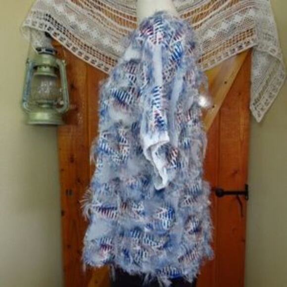 Andrew Marc Fuzzy Distressed Patriotic Election Day Shirt L 4th of July America - Picture 7 of 10